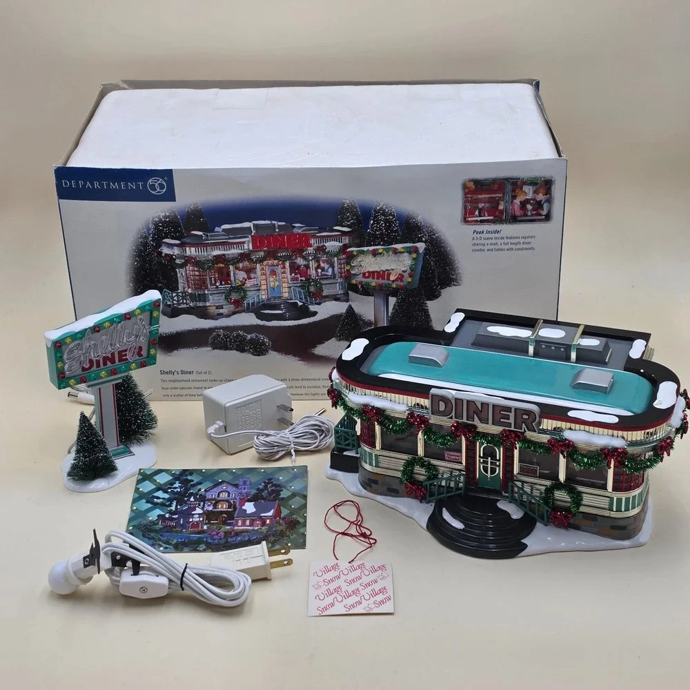 Department 56 Snow Village Shelly's Diner 1999 Illuminated 56.55008 Original Box